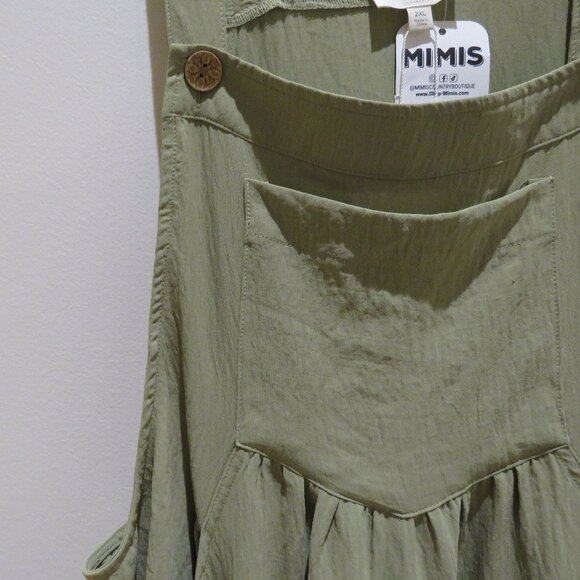 ODDI LOS ANGELES Everlee Apron Pinafore Tiered Maxi Dress in Sage Green 2XL NWT - Picture 5 of 15